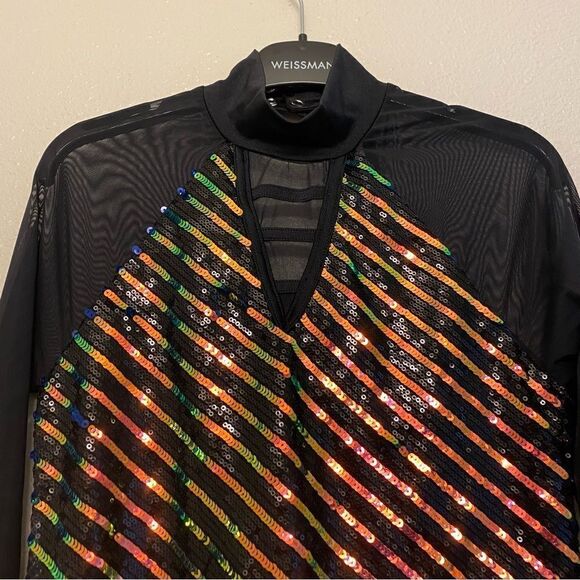 WEISSMAN Dance Costume black sequin dress SHAKE YOUR GROOVE THING 13584 adult SA - Picture 4 of 13